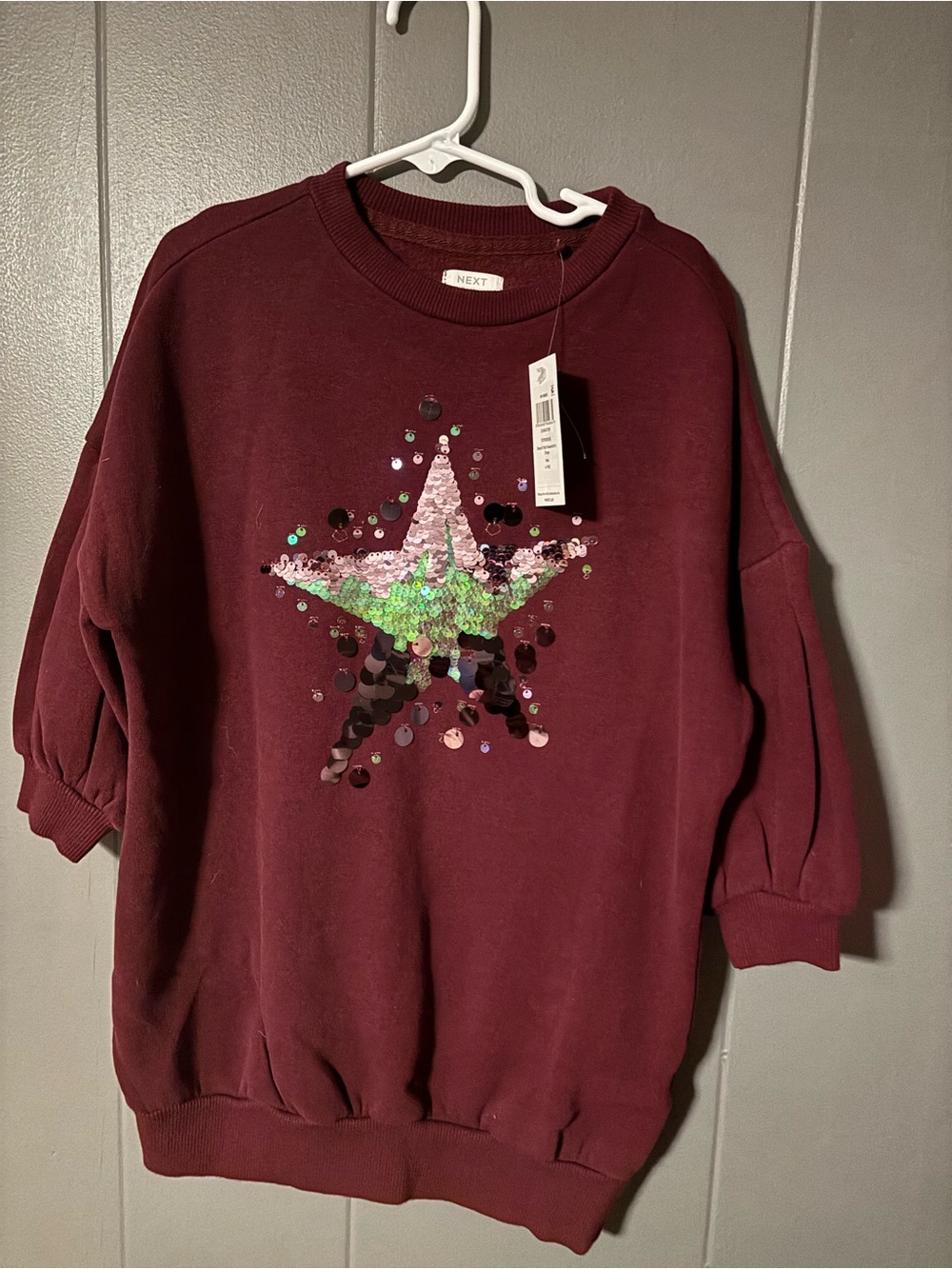 next Burgundy Sequin Star Pullover